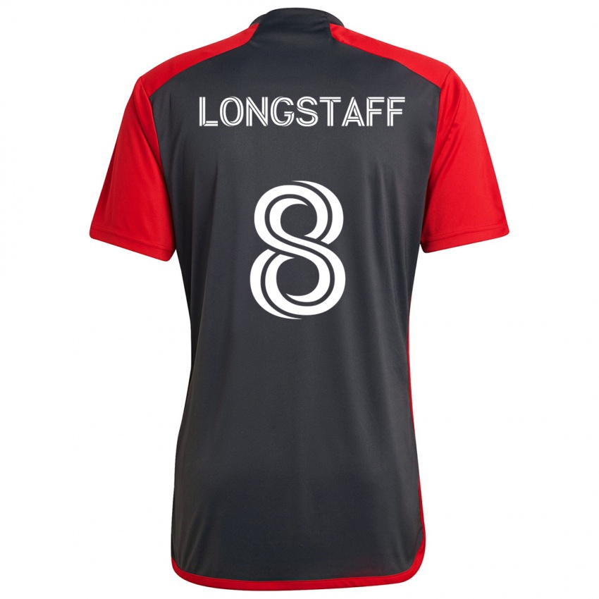 Kinder Matty Longstaff #8 Grau Rot Heimtrikot Trikot 2024/25 T-Shirt