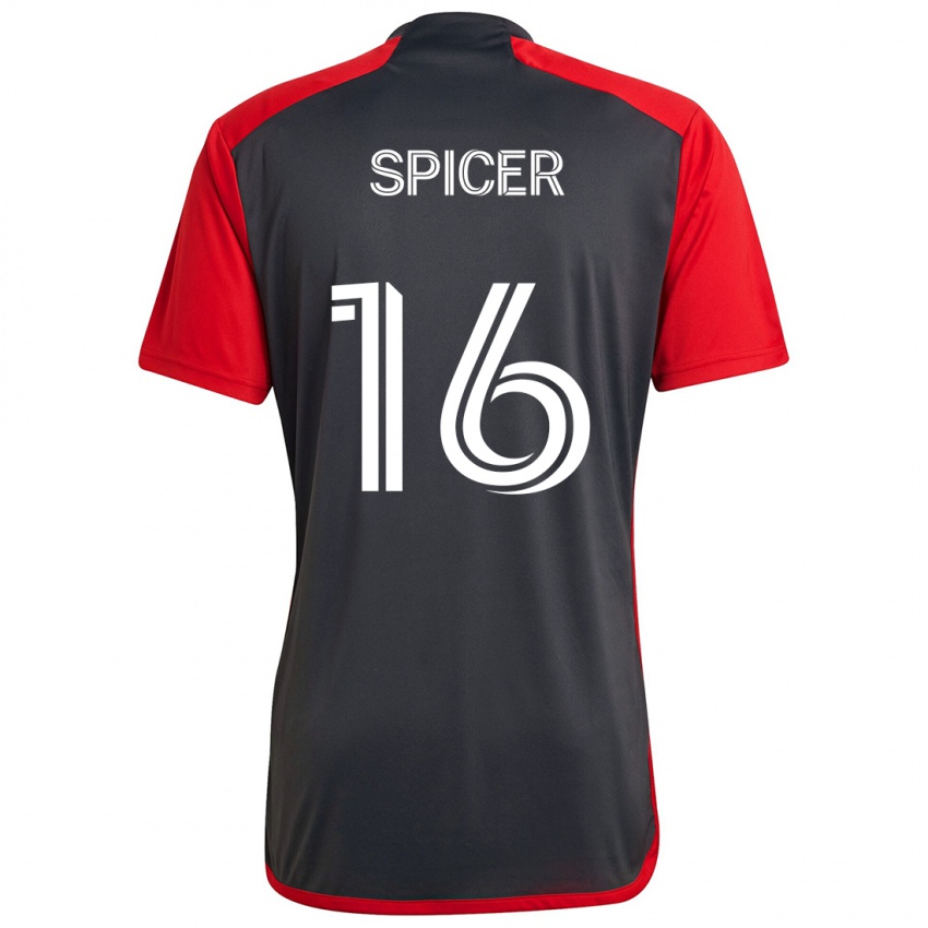 Kinder Tyrese Spicer #16 Grau Rot Heimtrikot Trikot 2024/25 T-Shirt