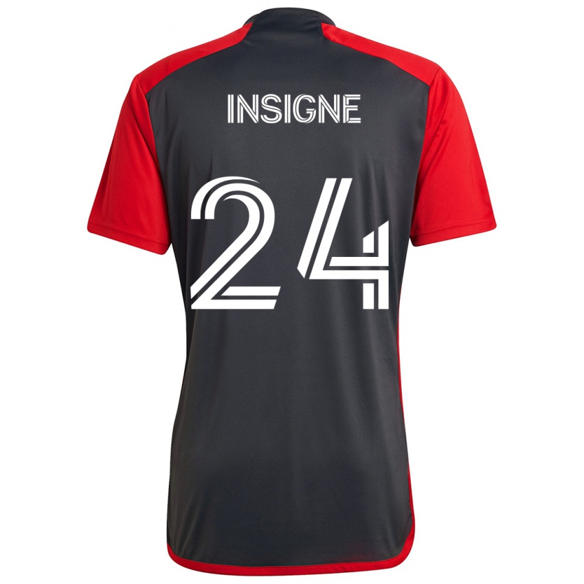 Kinder Lorenzo Insigne #24 Grau Rot Heimtrikot Trikot 2024/25 T-Shirt