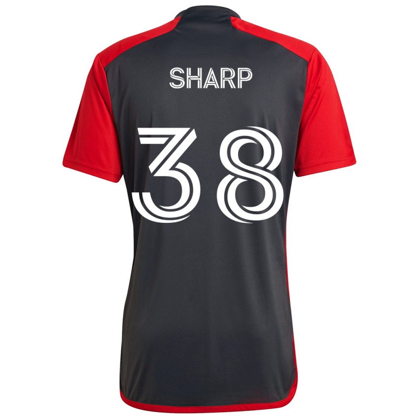 Kinder Charlie Sharp #38 Grau Rot Heimtrikot Trikot 2024/25 T-Shirt