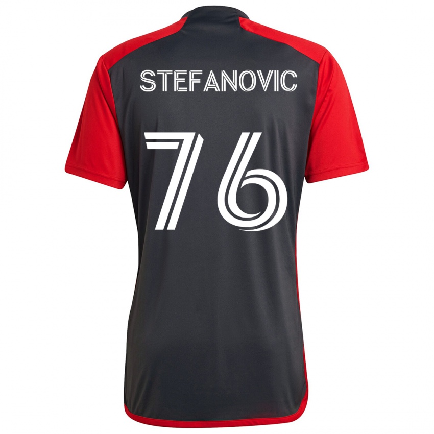 Kinder Lazar Stefanovic #76 Grau Rot Heimtrikot Trikot 2024/25 T-Shirt