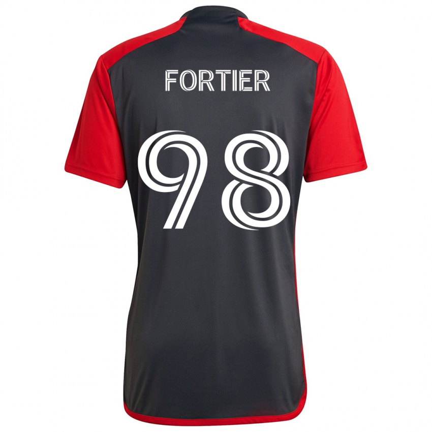 Kinder Kristjan Fortier #98 Grau Rot Heimtrikot Trikot 2024/25 T-Shirt