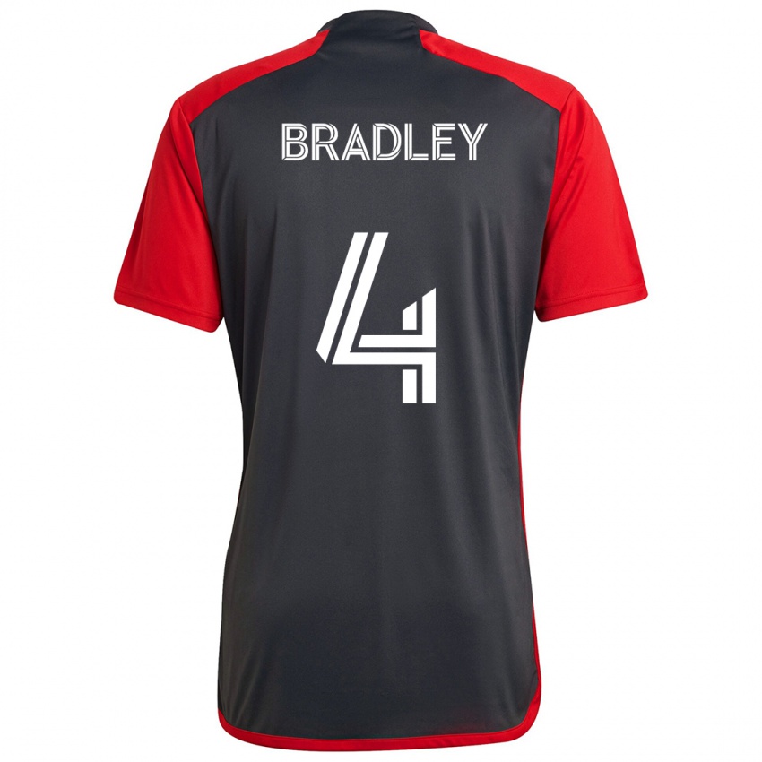 Kinder Michael Bradley #4 Grau Rot Heimtrikot Trikot 2024/25 T-Shirt