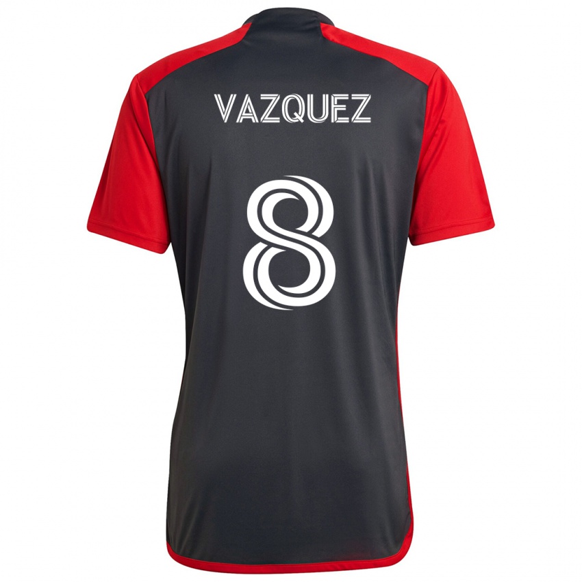 Kinder Víctor Vázquez #8 Grau Rot Heimtrikot Trikot 2024/25 T-Shirt