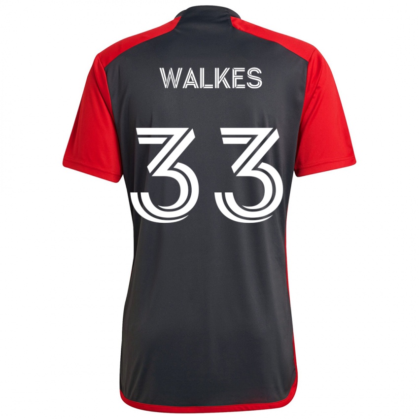 Kinder Reshaun Walkes #33 Grau Rot Heimtrikot Trikot 2024/25 T-Shirt