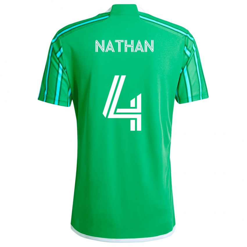 Kinder Nathan #4 Grün Weiß Heimtrikot Trikot 2024/25 T-Shirt