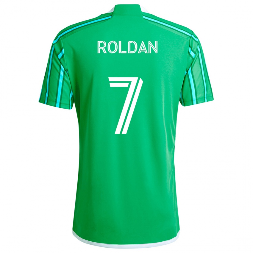 Kinder Cristian Roldán #7 Grün Weiß Heimtrikot Trikot 2024/25 T-Shirt