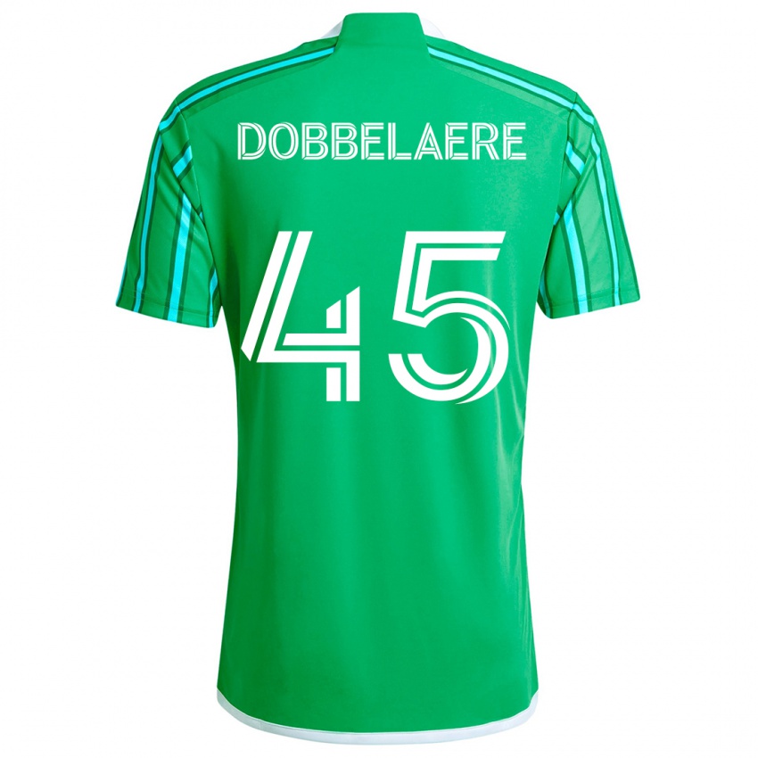 Kinder Ethan Dobbelaere #45 Grün Weiß Heimtrikot Trikot 2024/25 T-Shirt