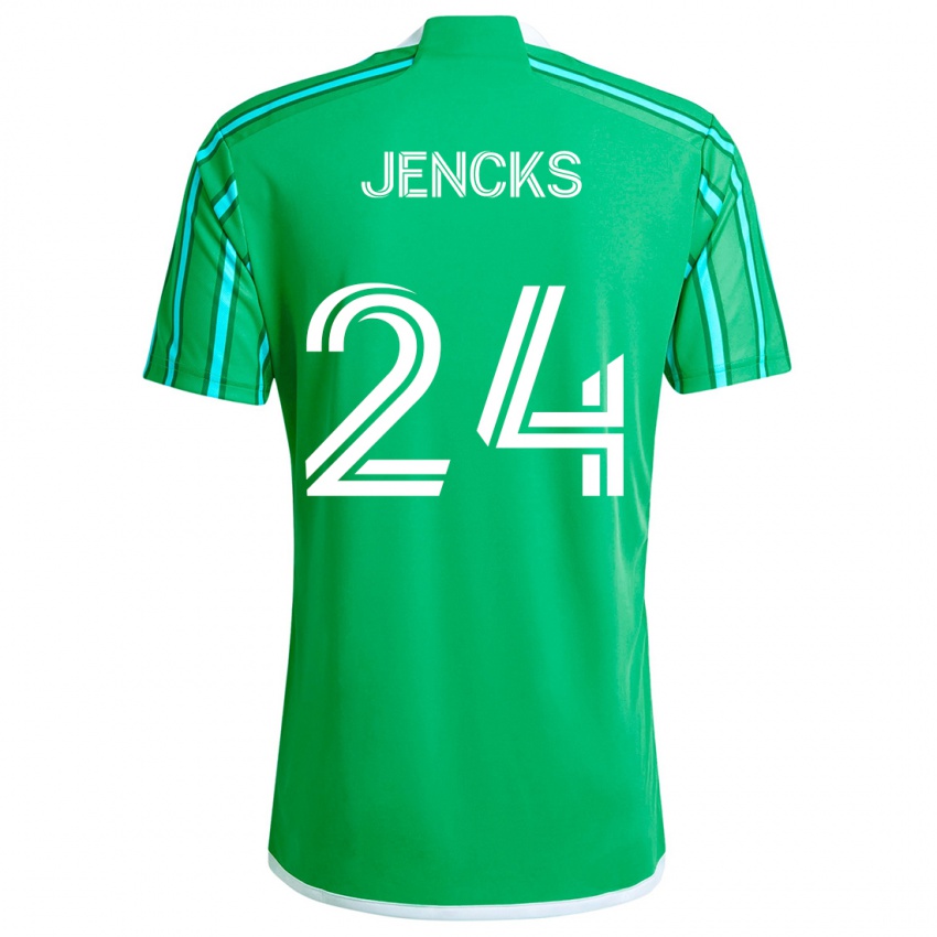 Kinder India Jencks #24 Grün Weiß Heimtrikot Trikot 2024/25 T-Shirt