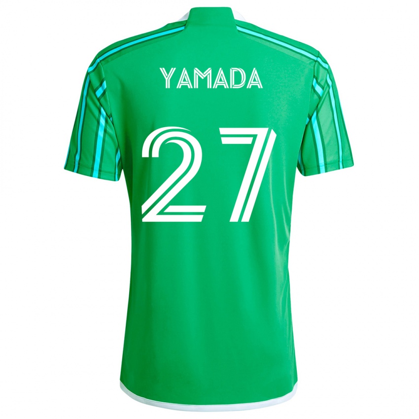 Kinder Hikari Yamada #27 Grün Weiß Heimtrikot Trikot 2024/25 T-Shirt