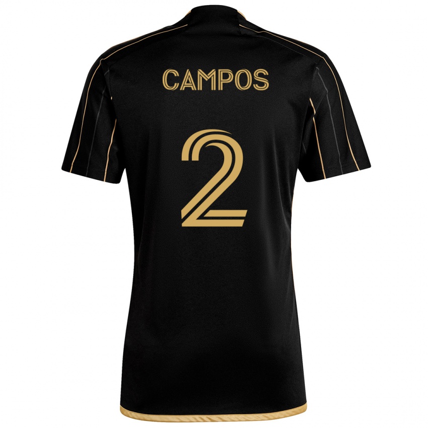 Kinder Omar Campos #2 Schwarzes Gold Heimtrikot Trikot 2024/25 T-Shirt