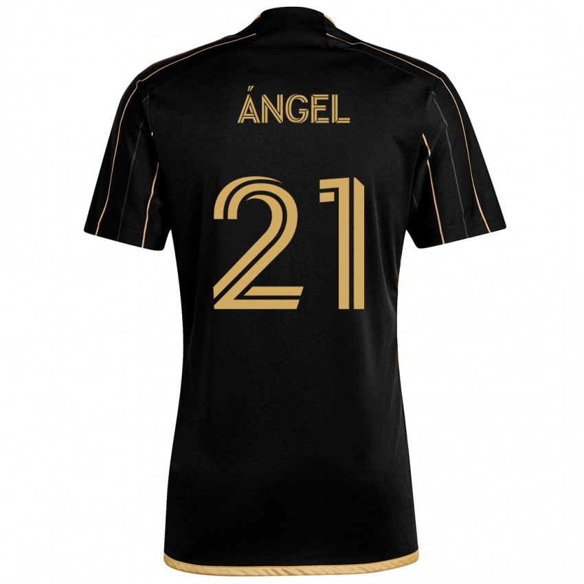 Kinder Tomás Ángel #21 Schwarzes Gold Heimtrikot Trikot 2024/25 T-Shirt