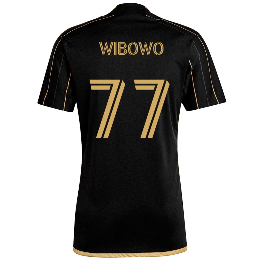 Kinder Adrian Wibowo #77 Schwarzes Gold Heimtrikot Trikot 2024/25 T-Shirt