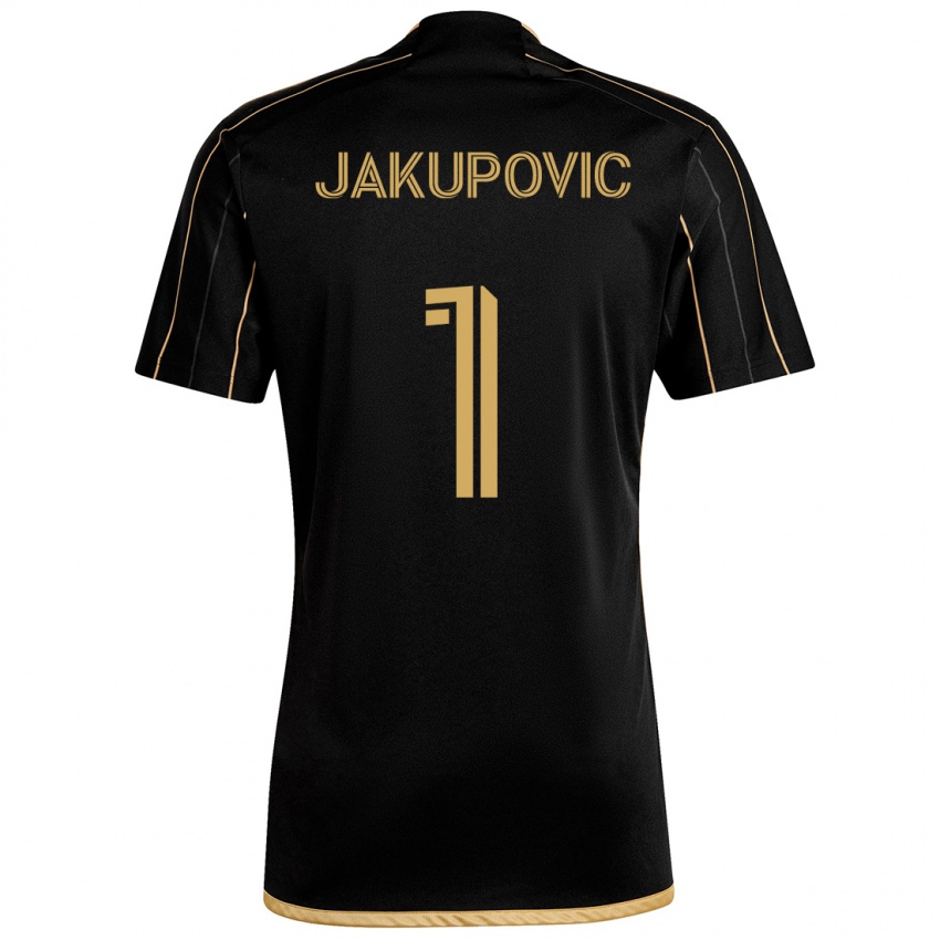 Kinder Eldin Jakupović #1 Schwarzes Gold Heimtrikot Trikot 2024/25 T-Shirt