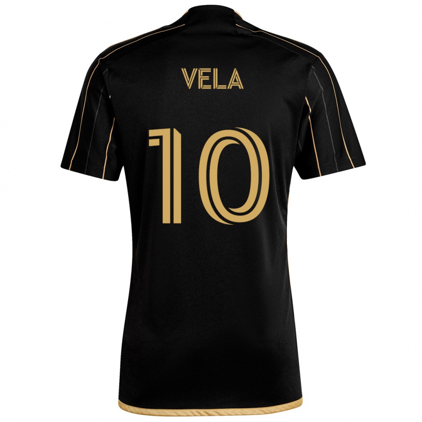 Kinder Carlos Vela #10 Schwarzes Gold Heimtrikot Trikot 2024/25 T-Shirt