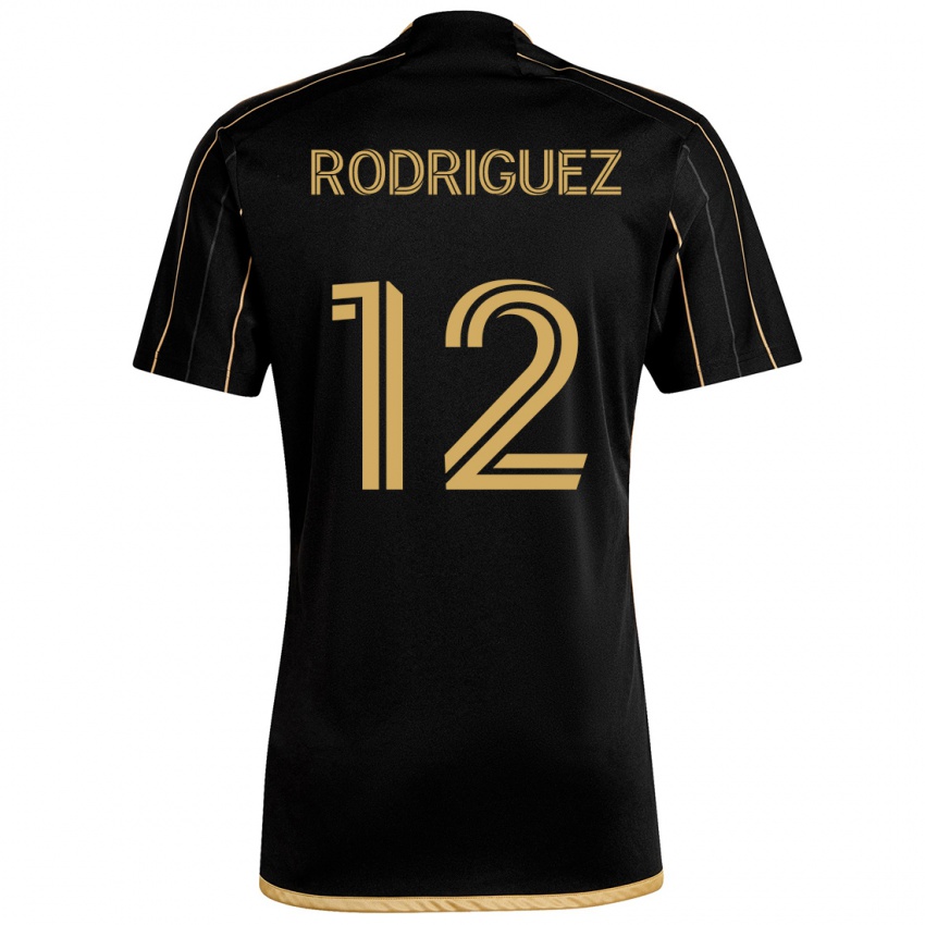 Kinder Jeremi Rodríguez #12 Schwarzes Gold Heimtrikot Trikot 2024/25 T-Shirt