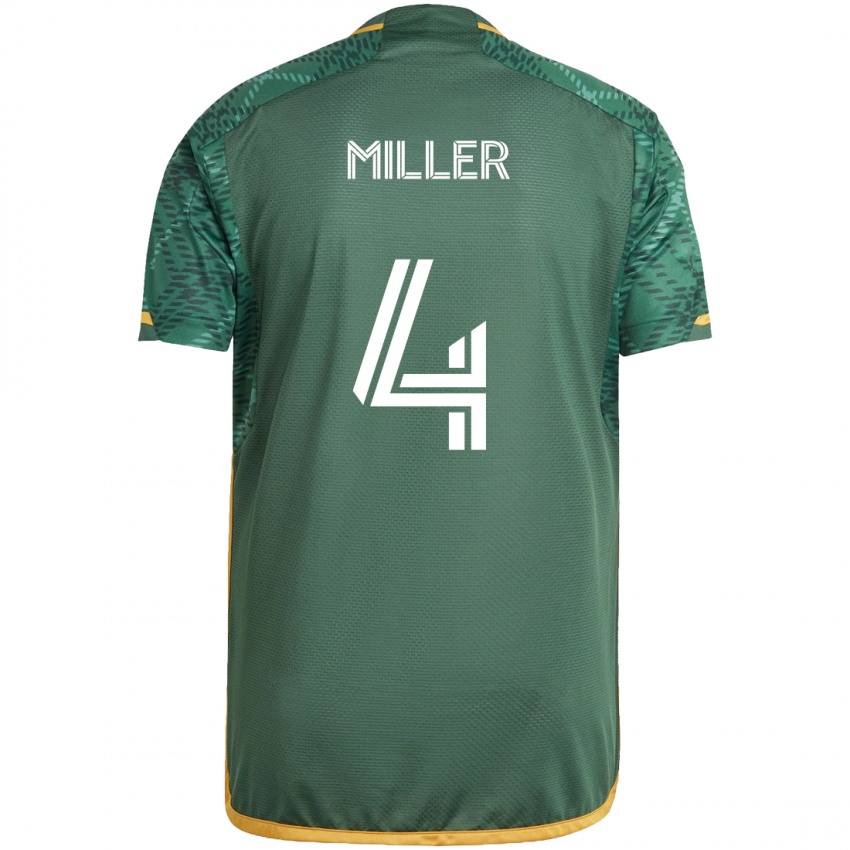 Kinder Kamal Miller #4 Grün Orange Heimtrikot Trikot 2024/25 T-Shirt