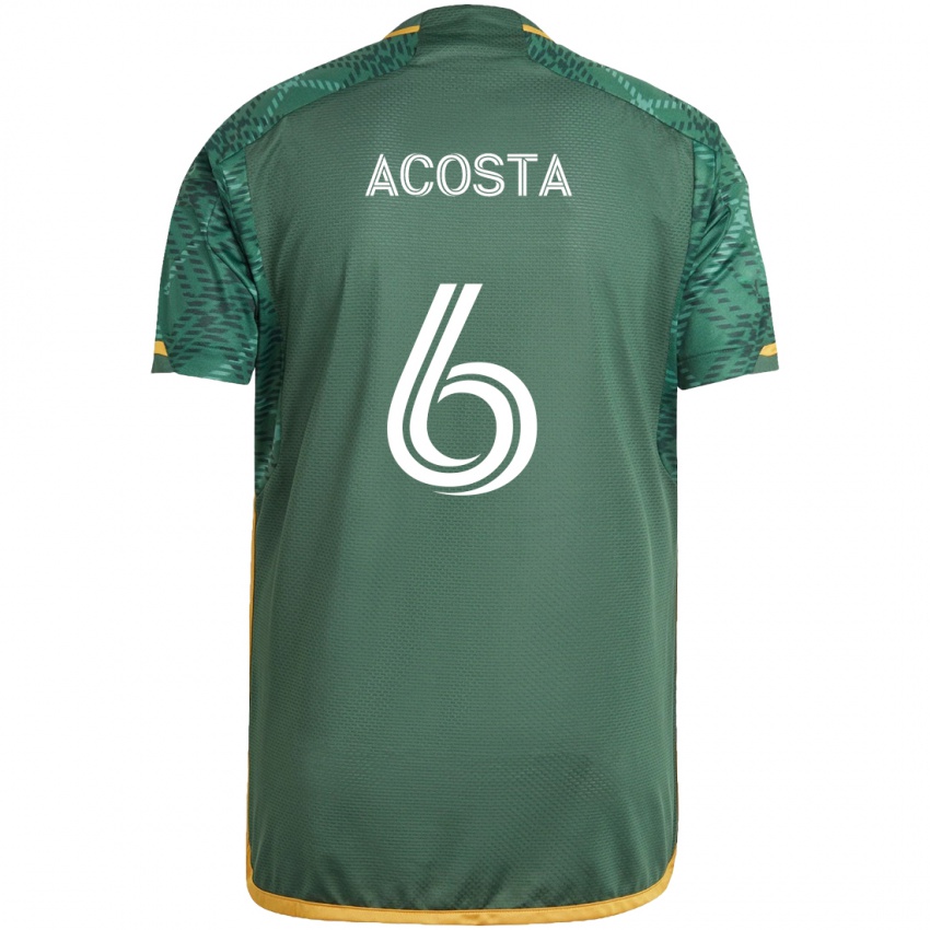 Kinder Bryan Acosta #6 Grün Orange Heimtrikot Trikot 2024/25 T-Shirt