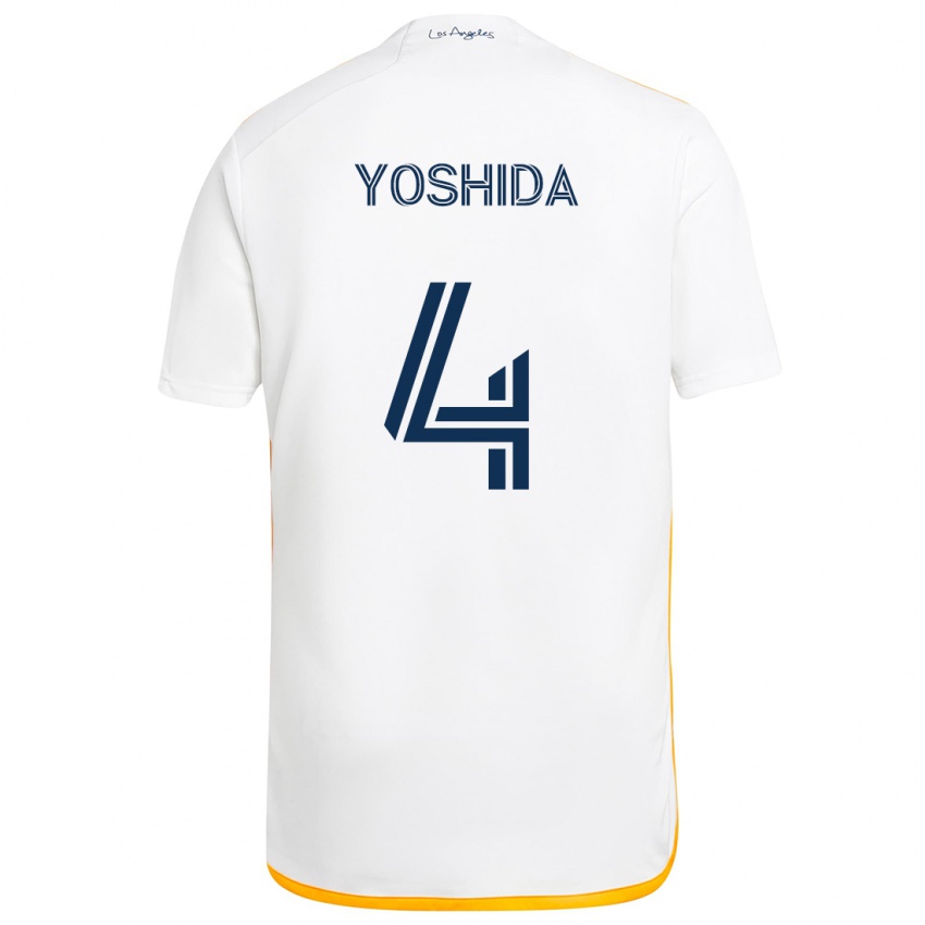 Kinder Maya Yoshida #4 Weiß Gelb Heimtrikot Trikot 2024/25 T-Shirt