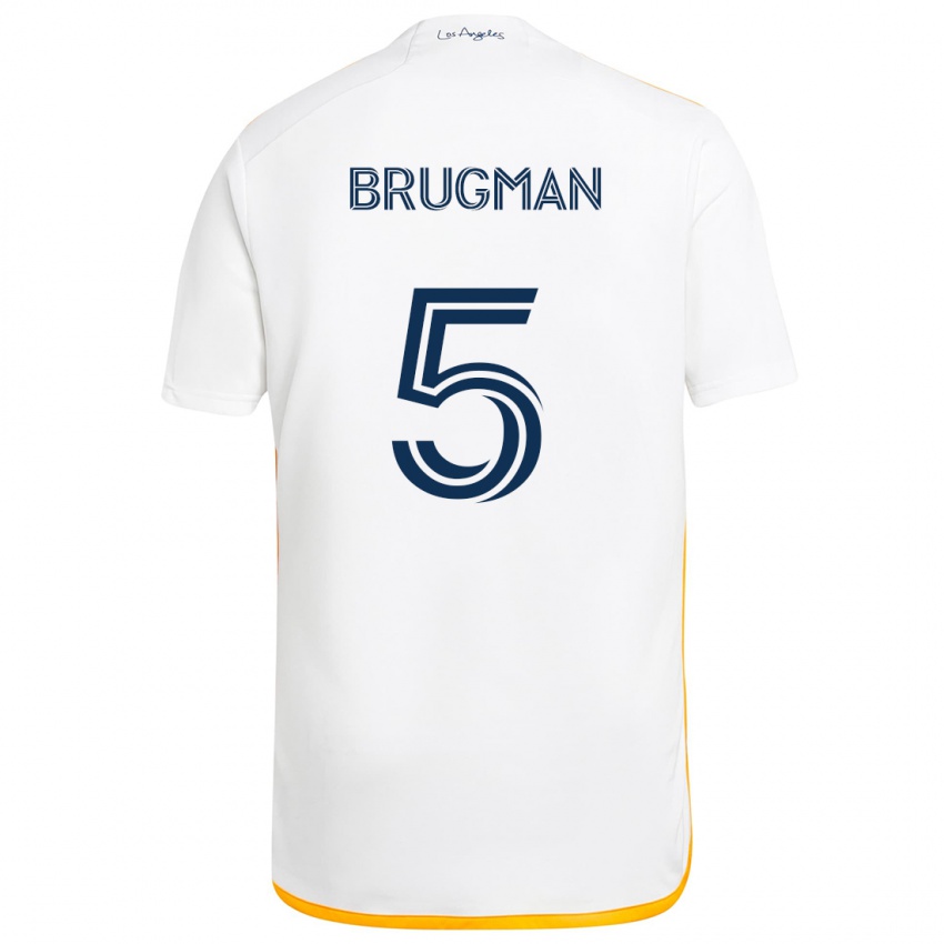 Kinder Gastón Brugman #5 Weiß Gelb Heimtrikot Trikot 2024/25 T-Shirt