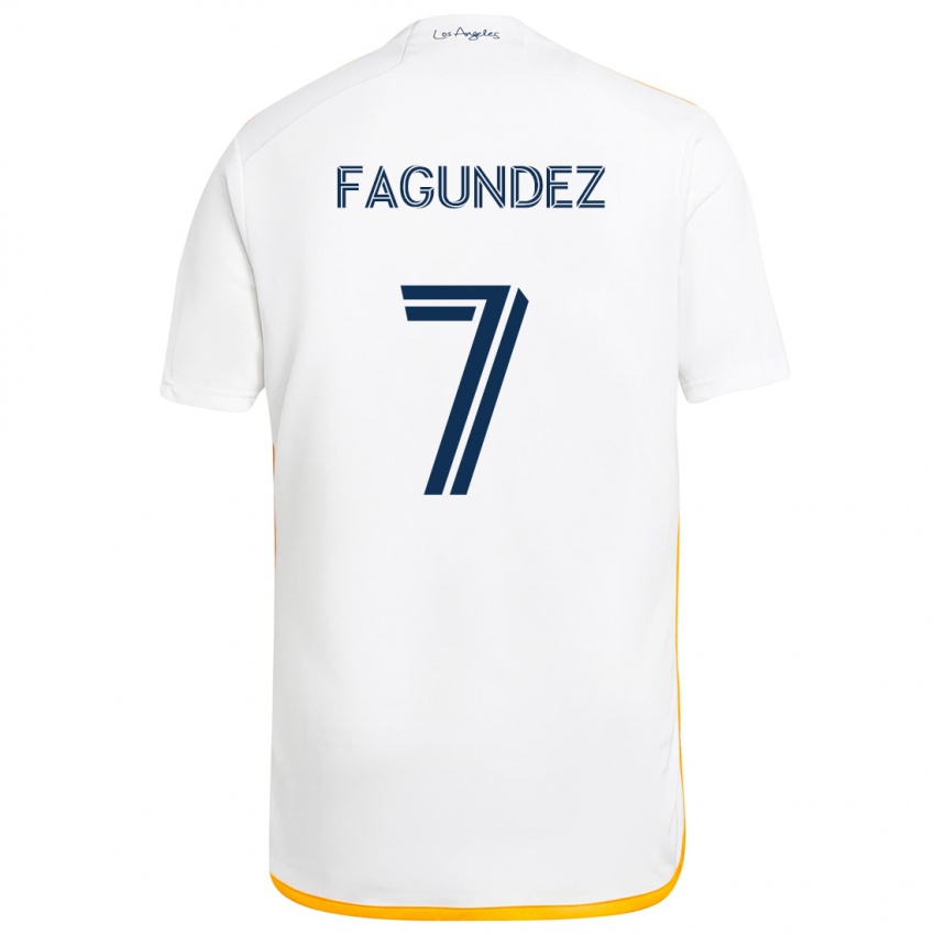 Kinder Diego Fagúndez #7 Weiß Gelb Heimtrikot Trikot 2024/25 T-Shirt