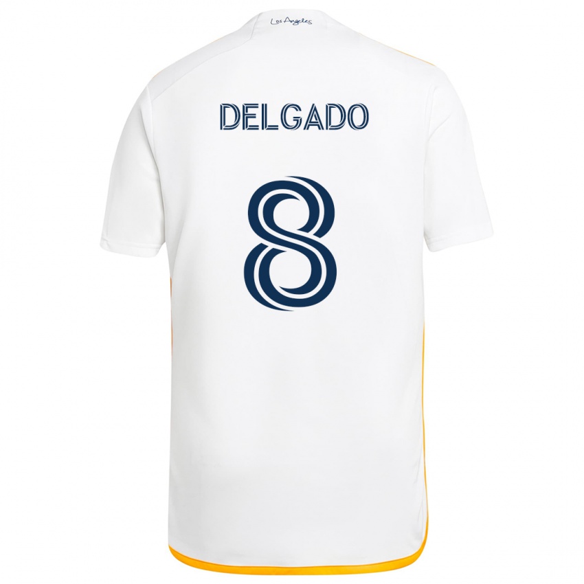 Kinder Mark Delgado #8 Weiß Gelb Heimtrikot Trikot 2024/25 T-Shirt