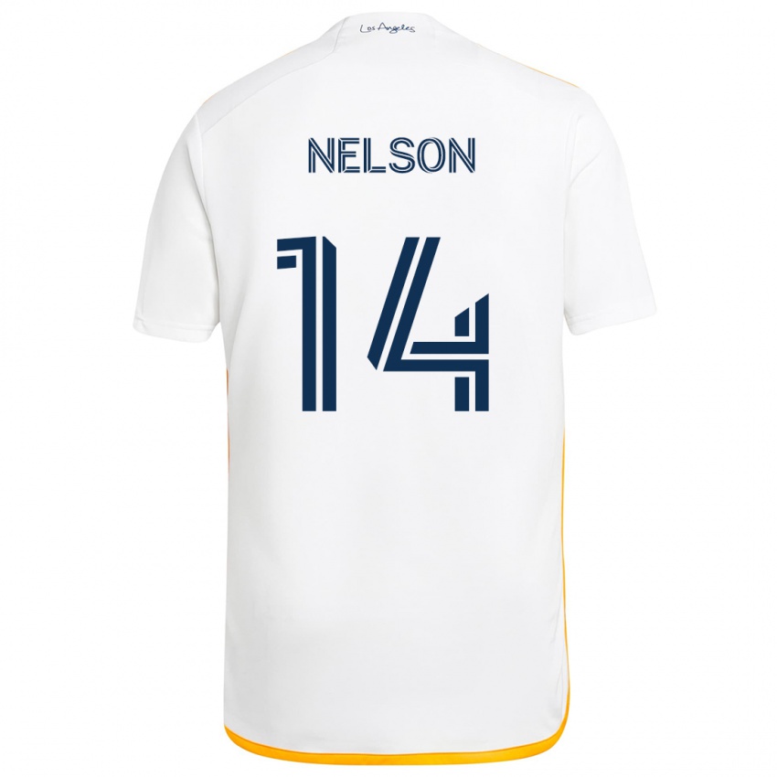 Kinder John Nelson #14 Weiß Gelb Heimtrikot Trikot 2024/25 T-Shirt