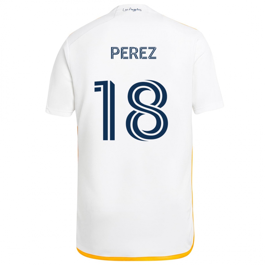 Kinder Jonathan Pérez #18 Weiß Gelb Heimtrikot Trikot 2024/25 T-Shirt