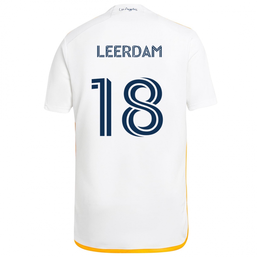 Kinder Kelvin Leerdam #18 Weiß Gelb Heimtrikot Trikot 2024/25 T-Shirt