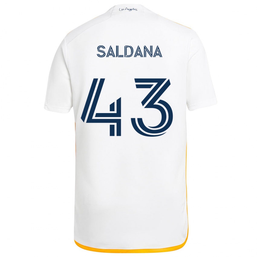 Kinder Adam Saldaña #43 Weiß Gelb Heimtrikot Trikot 2024/25 T-Shirt