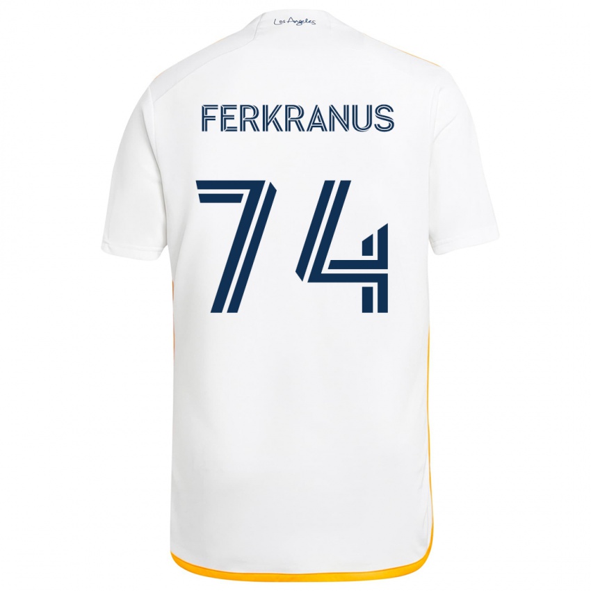 Kinder Marcus Ferkranus #74 Weiß Gelb Heimtrikot Trikot 2024/25 T-Shirt