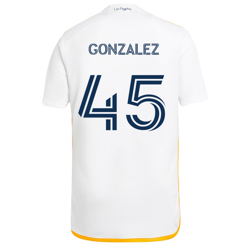 Kinder Adrián González #45 Weiß Gelb Heimtrikot Trikot 2024/25 T-Shirt