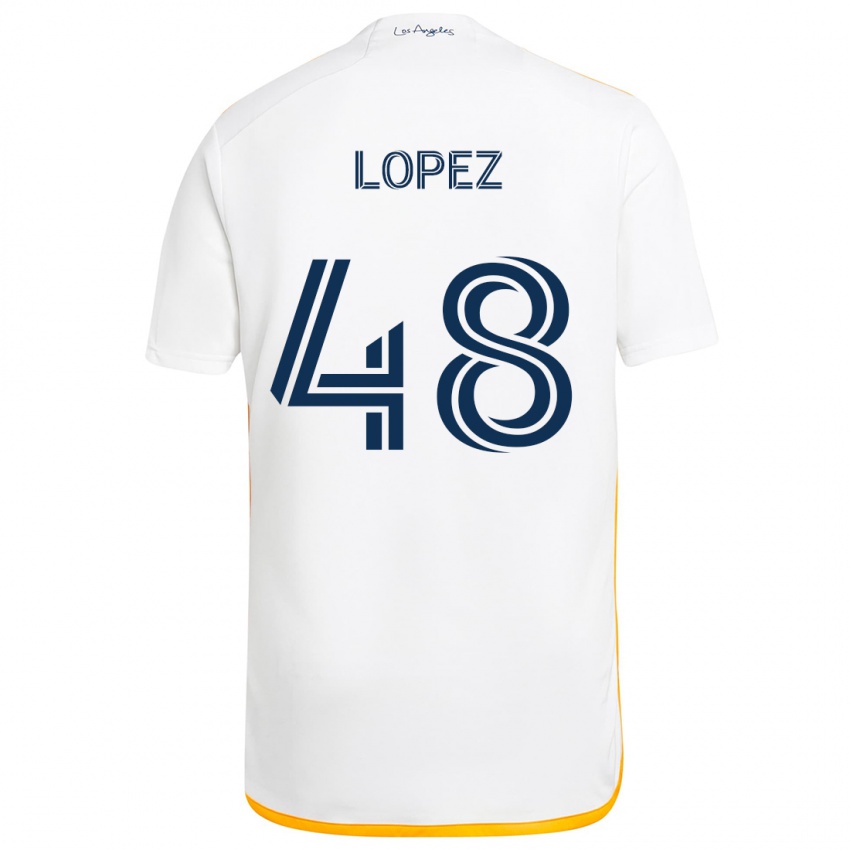 Kinder Diego López #48 Weiß Gelb Heimtrikot Trikot 2024/25 T-Shirt