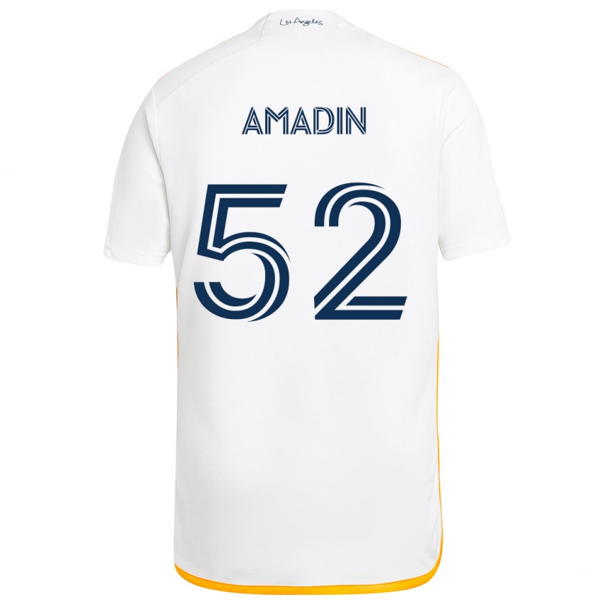 Kinder Elijah Amadin #52 Weiß Gelb Heimtrikot Trikot 2024/25 T-Shirt