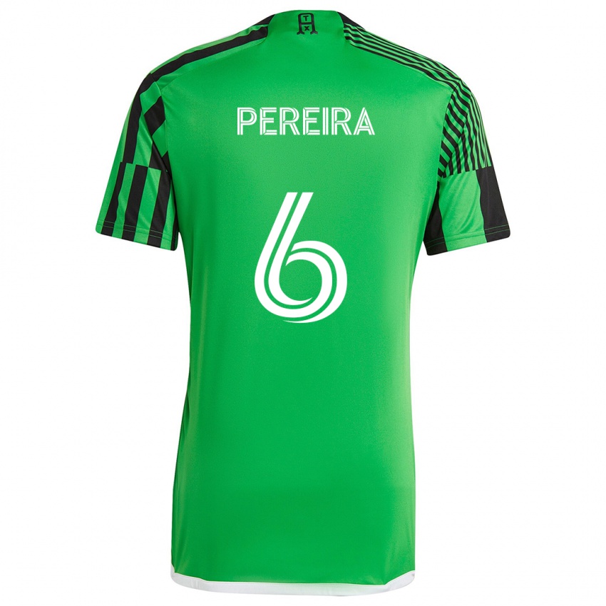 Kinder Daniel Pereira #6 Grün Schwarz Heimtrikot Trikot 2024/25 T-Shirt