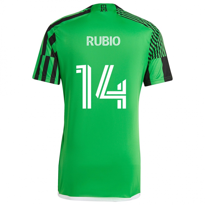 Kinder Diego Rubio #14 Grün Schwarz Heimtrikot Trikot 2024/25 T-Shirt