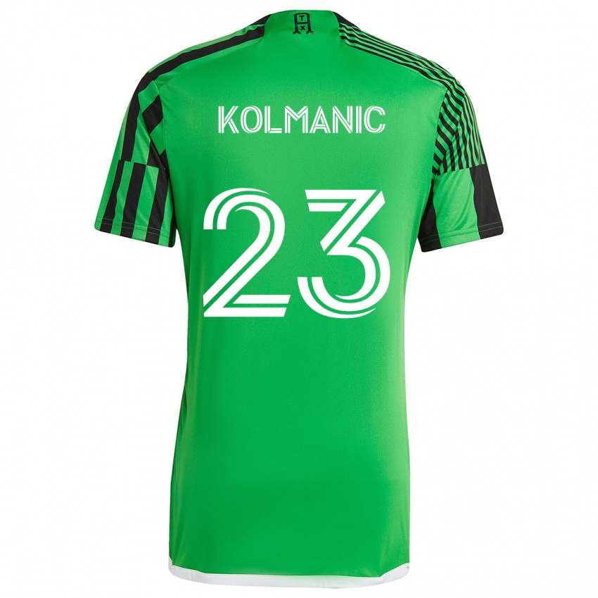 Kinder Zan Kolmanic #23 Grün Schwarz Heimtrikot Trikot 2024/25 T-Shirt