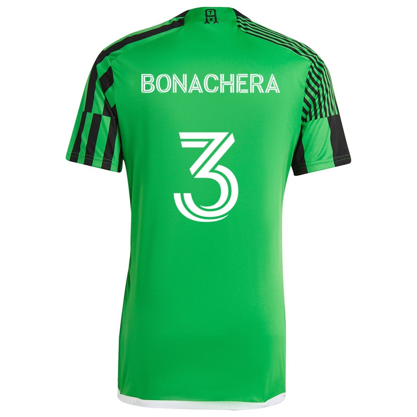 Kinder Rubén Bonachera #3 Grün Schwarz Heimtrikot Trikot 2024/25 T-Shirt