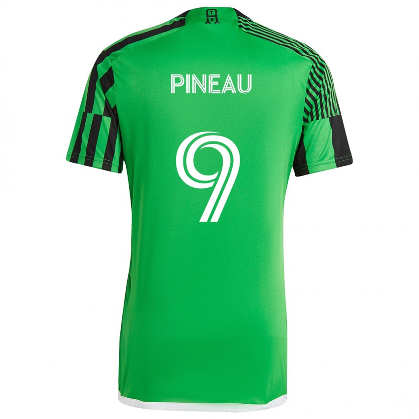 Kinder Sebastien Pineau #9 Grün Schwarz Heimtrikot Trikot 2024/25 T-Shirt