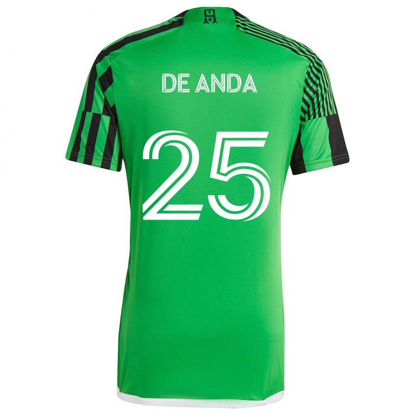 Kinder Anthony De Anda #25 Grün Schwarz Heimtrikot Trikot 2024/25 T-Shirt