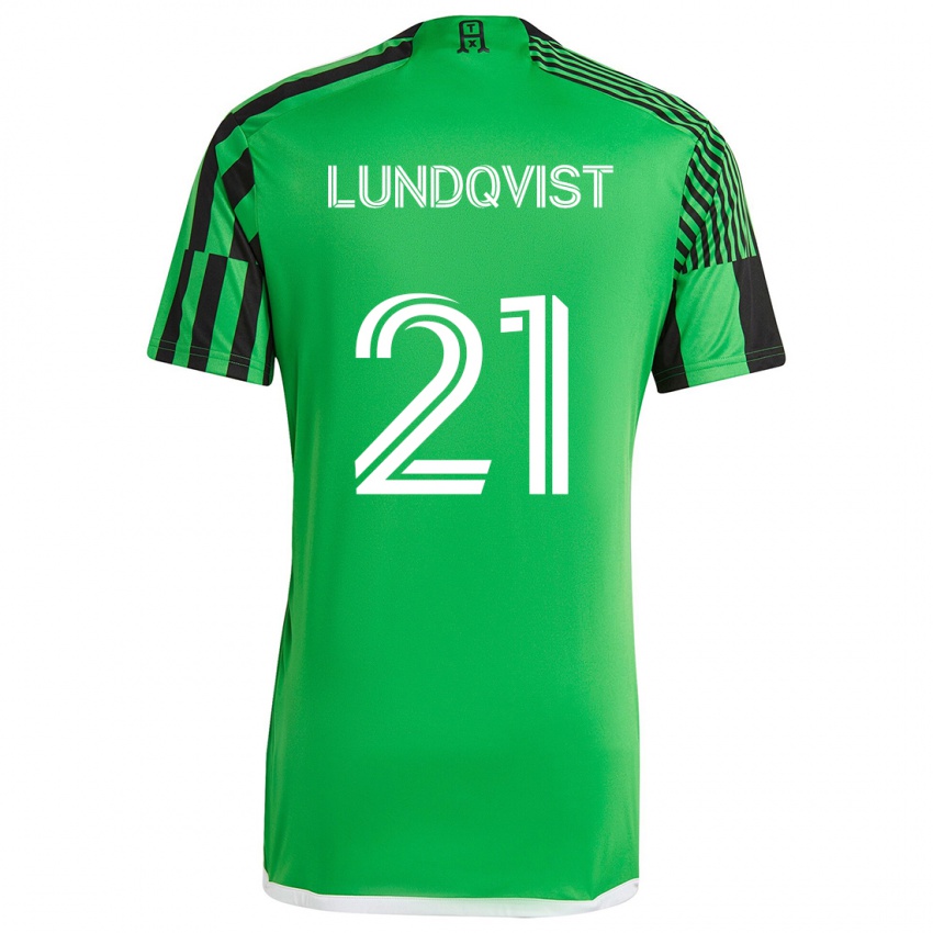 Kinder Adam Lundqvist #21 Grün Schwarz Heimtrikot Trikot 2024/25 T-Shirt