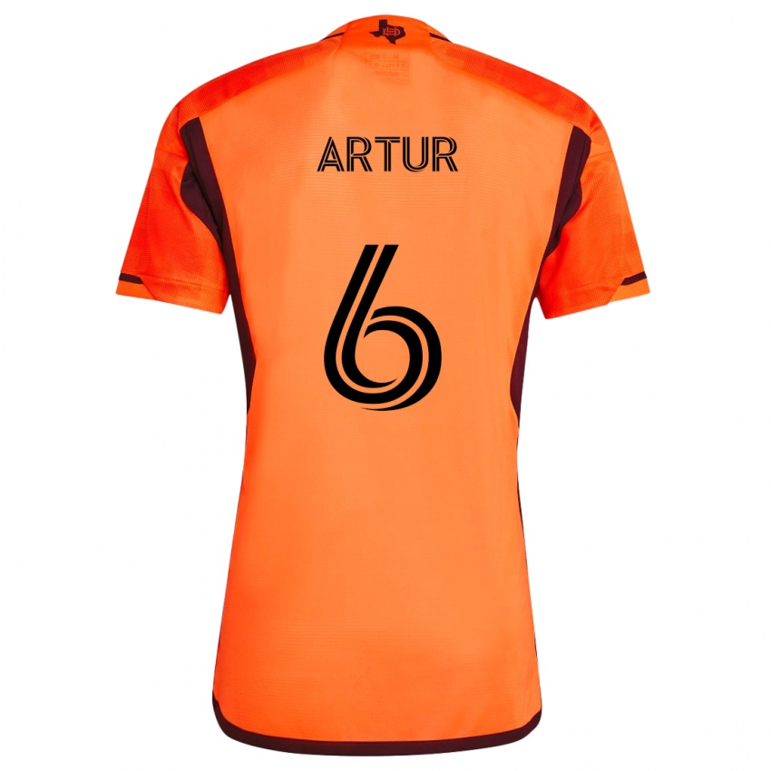 Kinder Artur #6 Orange Schwarz Heimtrikot Trikot 2024/25 T-Shirt