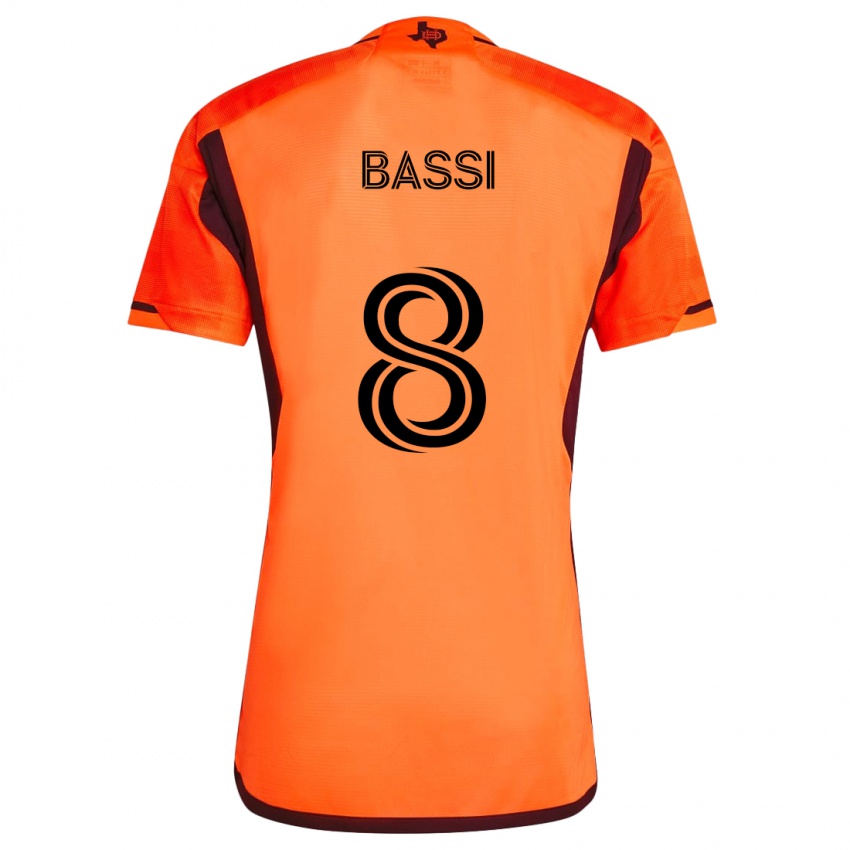 Kinder Amine Bassi #8 Orange Schwarz Heimtrikot Trikot 2024/25 T-Shirt