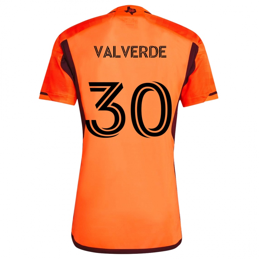 Kinder Jefferson Valverde #30 Orange Schwarz Heimtrikot Trikot 2024/25 T-Shirt