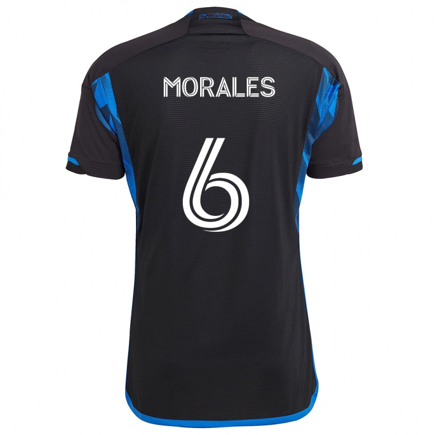 Kinder Alfredo Morales #6 Blau Schwarz Heimtrikot Trikot 2024/25 T-Shirt