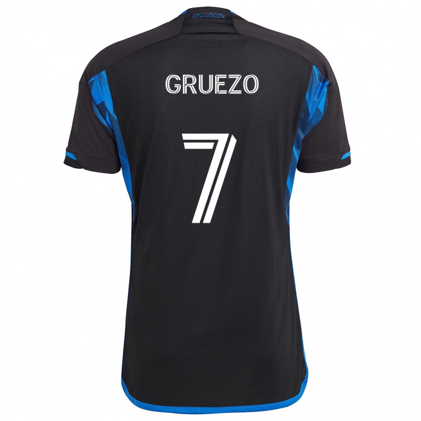 Kinder Carlos Gruezo #7 Blau Schwarz Heimtrikot Trikot 2024/25 T-Shirt