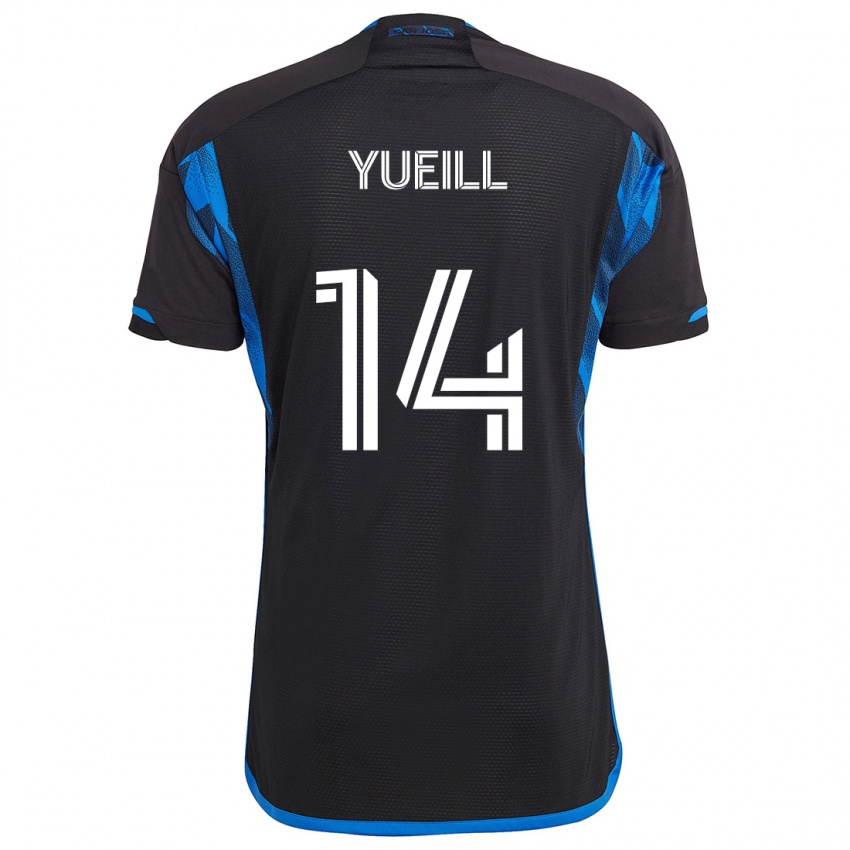 Kinder Jackson Yueill #14 Blau Schwarz Heimtrikot Trikot 2024/25 T-Shirt