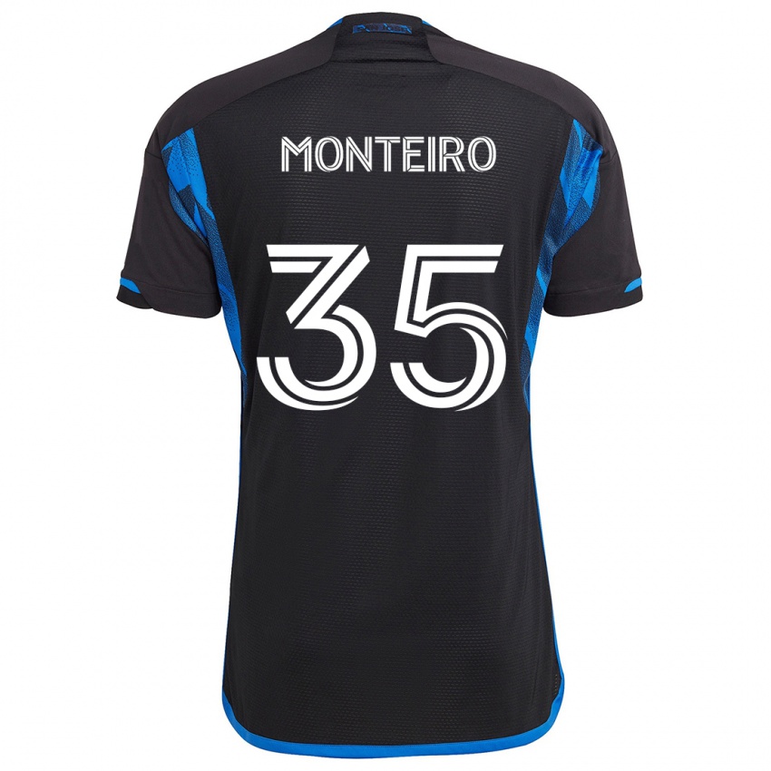 Kinder Jamiro Monteiro #35 Blau Schwarz Heimtrikot Trikot 2024/25 T-Shirt