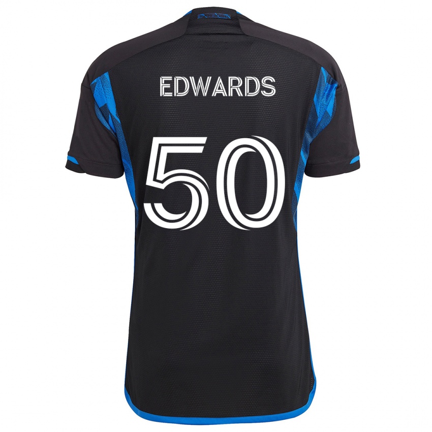 Kinder Aaron Edwards #50 Blau Schwarz Heimtrikot Trikot 2024/25 T-Shirt