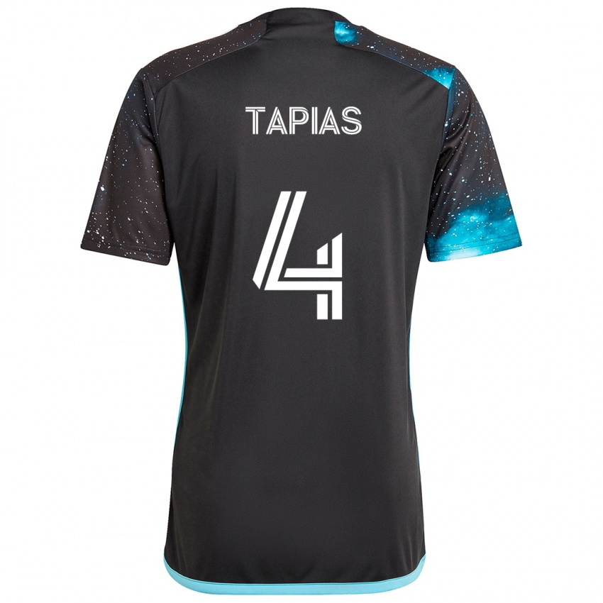 Kinder Miguel Tapias #4 Schwarz Blau Heimtrikot Trikot 2024/25 T-Shirt